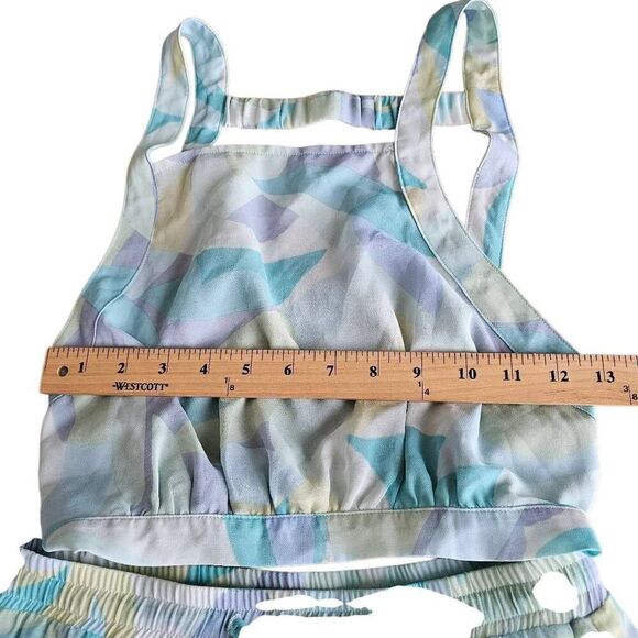 Sky to moon Sz S blue multicolor maxi skirt and open back top set - Picture 4 of 7